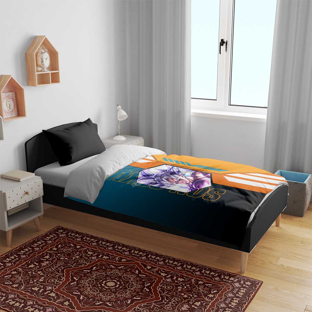 Son Goku from Dragon Ball Bedding Set with Orange Gi, Power Pose, and Energy Effect Design - The Mazicc