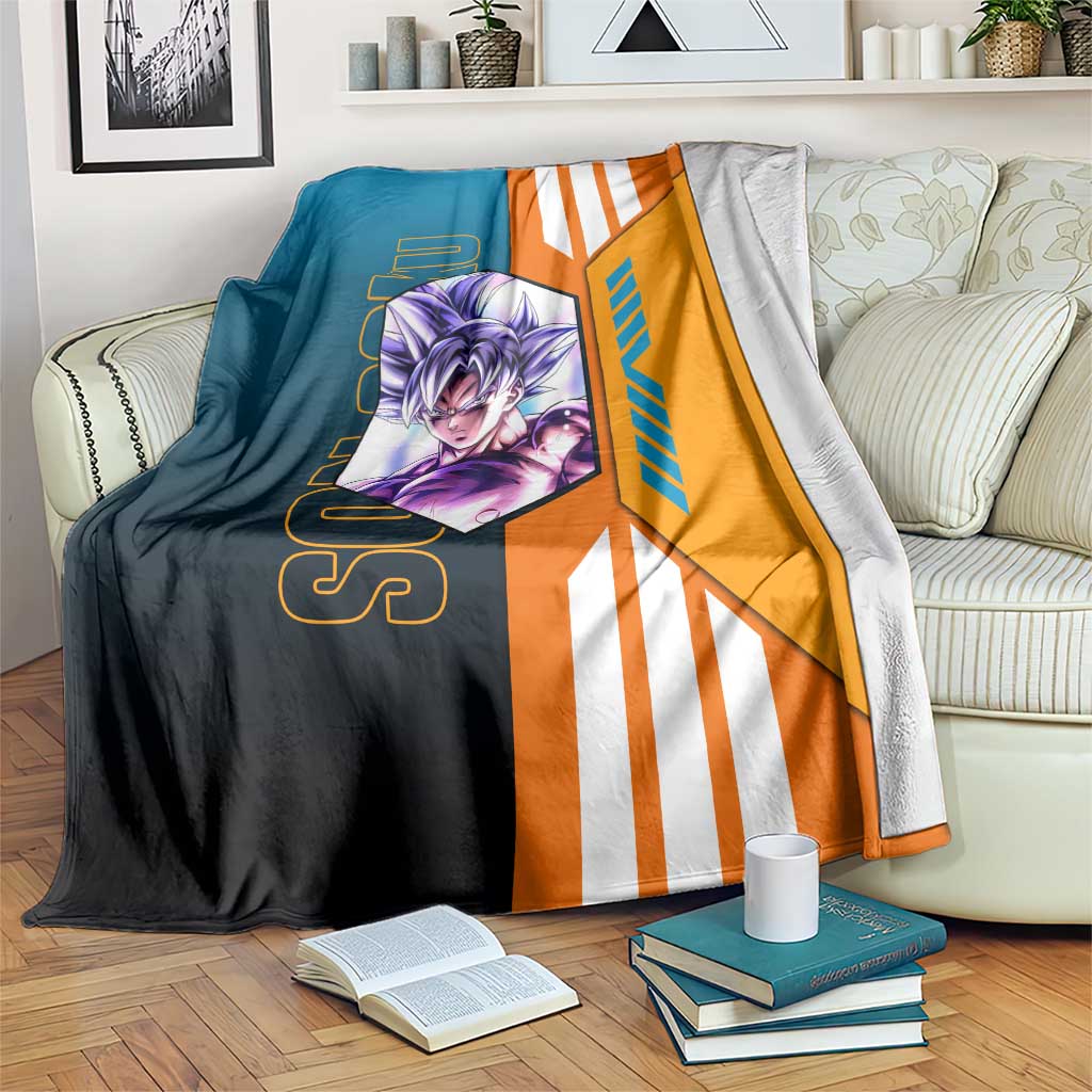 Son Goku from Dragon Ball Blanket with Orange Gi, Power Pose, and Energy Effect Design - The Mazicc
