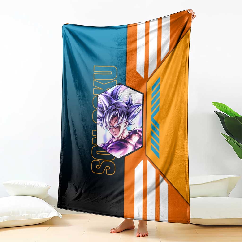Son Goku from Dragon Ball Blanket with Orange Gi, Power Pose, and Energy Effect Design - The Mazicc