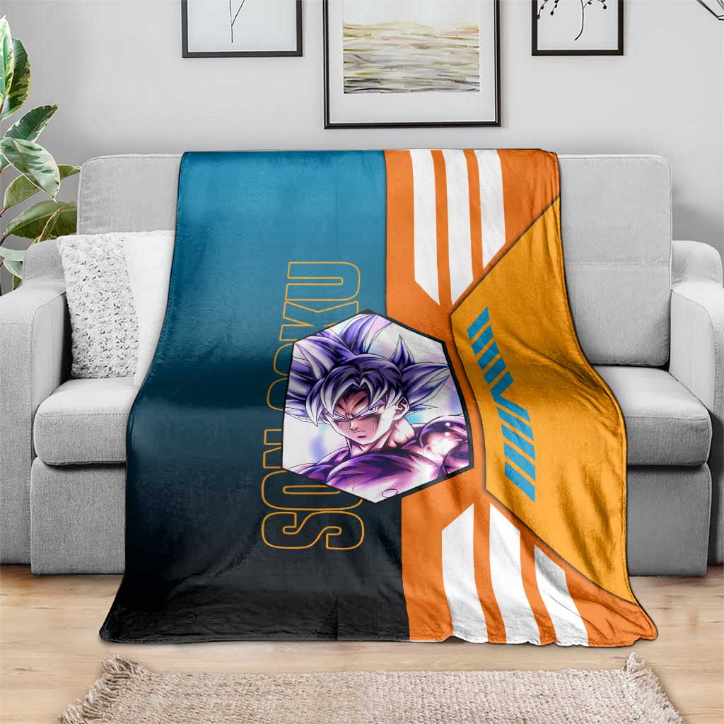 Son Goku from Dragon Ball Blanket with Orange Gi, Power Pose, and Energy Effect Design - The Mazicc