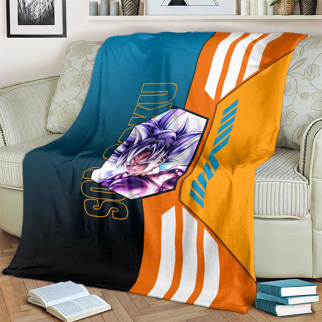 Son Goku from Dragon Ball Blanket with Orange Gi, Power Pose, and Energy Effect Design - The Mazicc