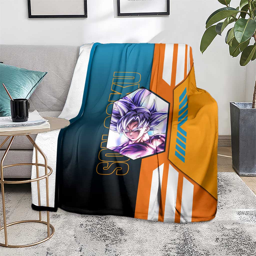 Son Goku from Dragon Ball Blanket with Orange Gi, Power Pose, and Energy Effect Design - The Mazicc