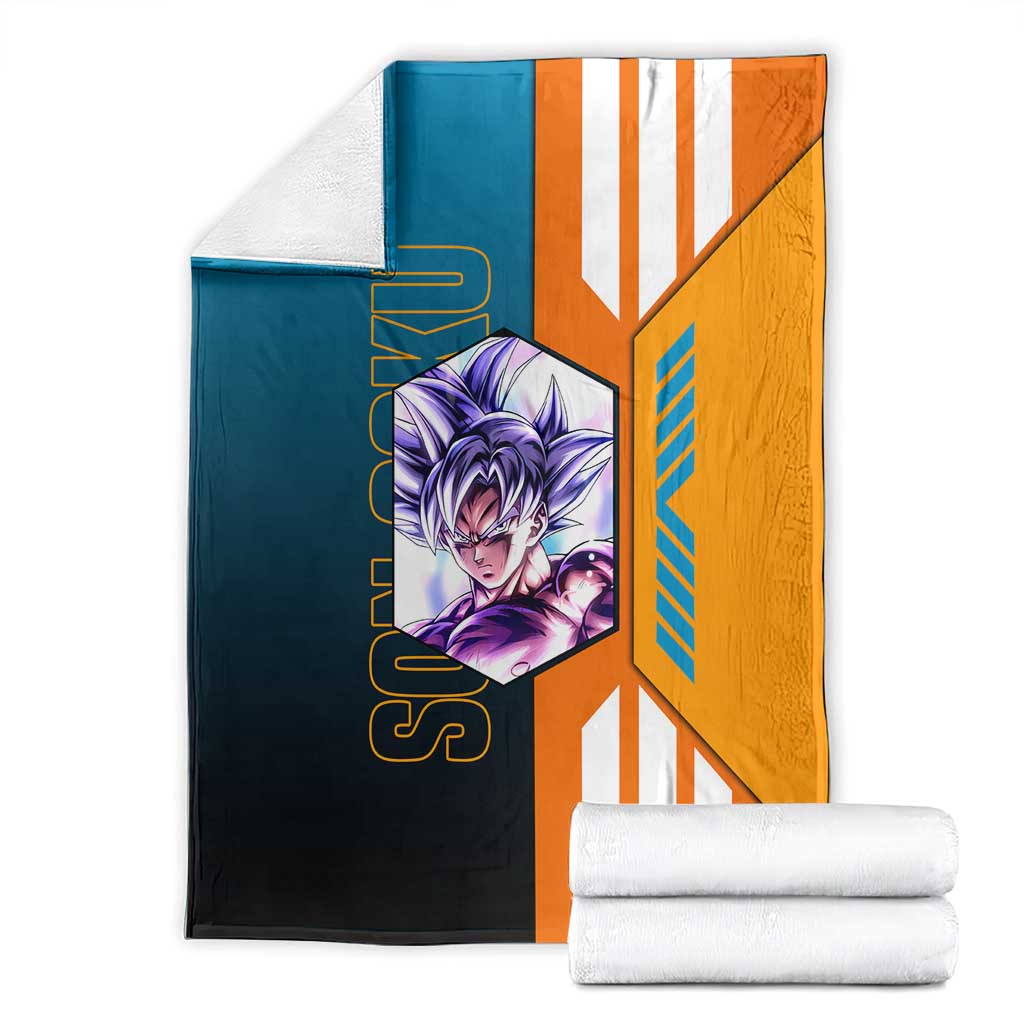 Son Goku from Dragon Ball Blanket with Orange Gi, Power Pose, and Energy Effect Design - The Mazicc