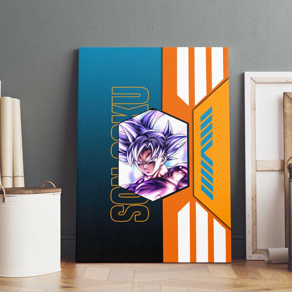 Son Goku from Dragon Ball Canvas Wall Art with Orange Gi, Power Pose, and Energy Effect Design - The Mazicc