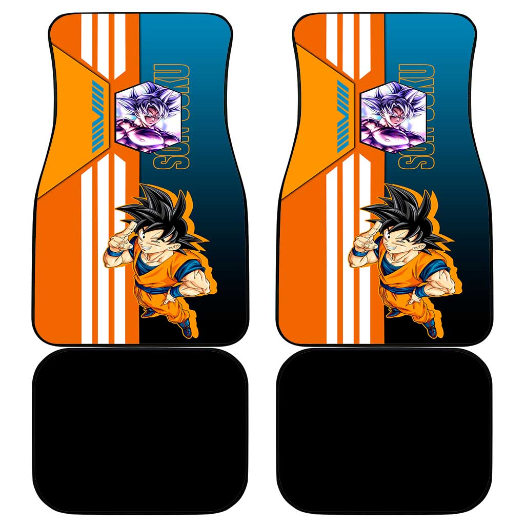 Son Goku from Dragon Ball Car Mats with Orange Gi, Power Pose, and Energy Effect Design - The Mazicc