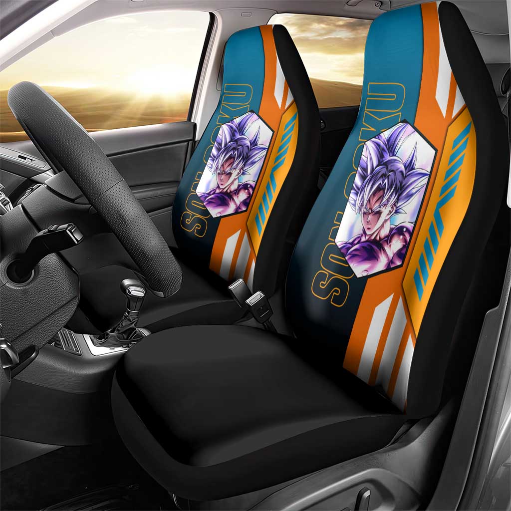Son Goku from Dragon Ball Car Seat Cover with Orange Gi, Power Pose, and Energy Effect Design - The Mazicc