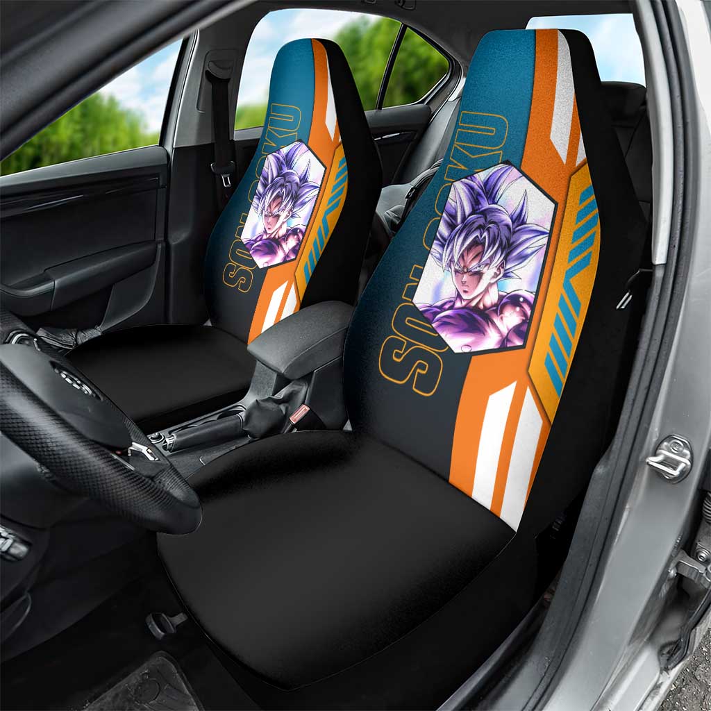 Son Goku from Dragon Ball Car Seat Cover with Orange Gi, Power Pose, and Energy Effect Design - The Mazicc