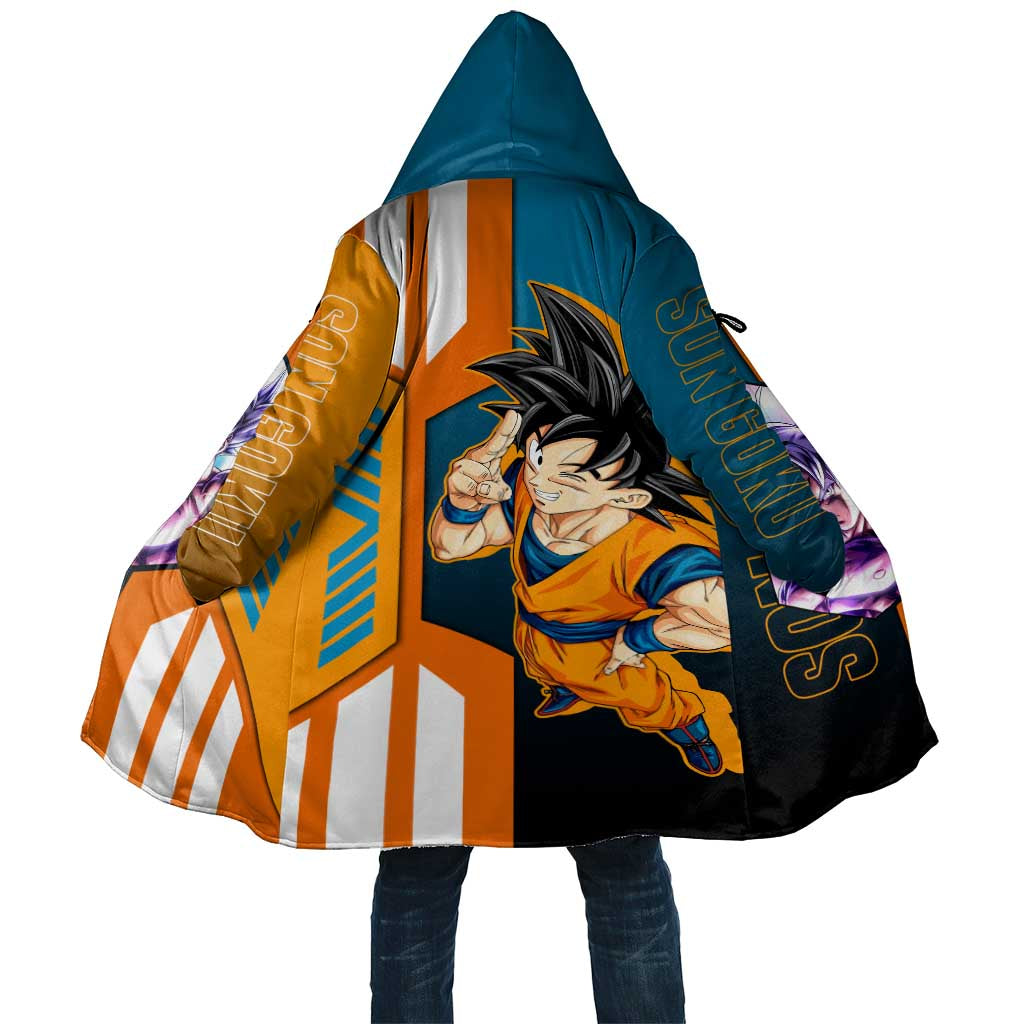 Son Goku from Dragon Ball Cloak with Orange Gi, Power Pose, and Energy Effect Design - The Mazicc
