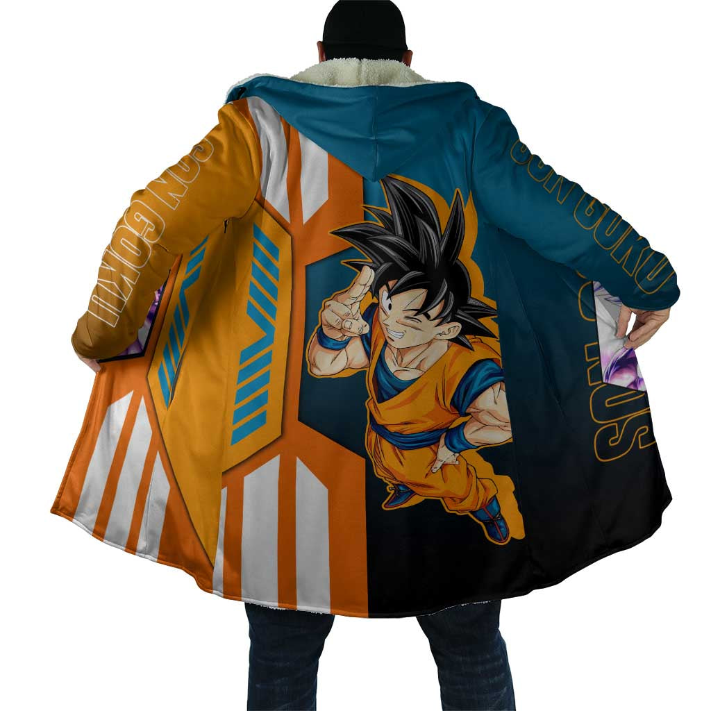 Son Goku from Dragon Ball Cloak with Orange Gi, Power Pose, and Energy Effect Design - The Mazicc