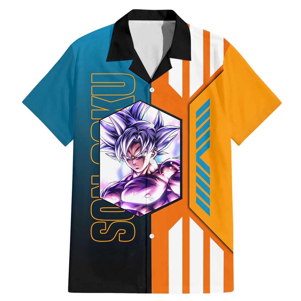 Son Goku from Dragon Ball Family Matching Mermaid Dress and Hawaiian Shirt with Orange Gi, Power Pose, and Energy Effect Design - The Mazicc