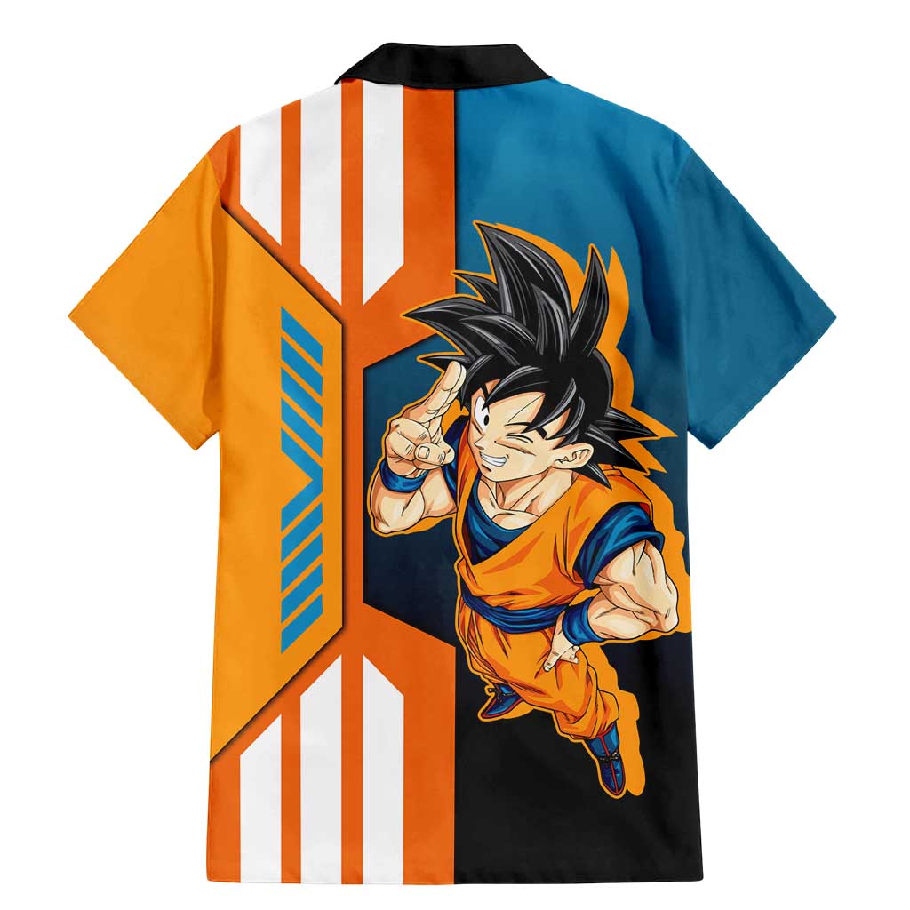 Son Goku from Dragon Ball Family Matching Mermaid Dress and Hawaiian Shirt with Orange Gi, Power Pose, and Energy Effect Design - The Mazicc