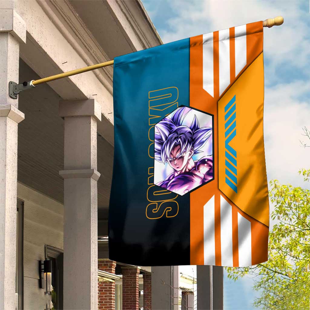 Son Goku from Dragon Ball Garden Flag with Orange Gi, Power Pose, and Energy Effect Design - The Mazicc