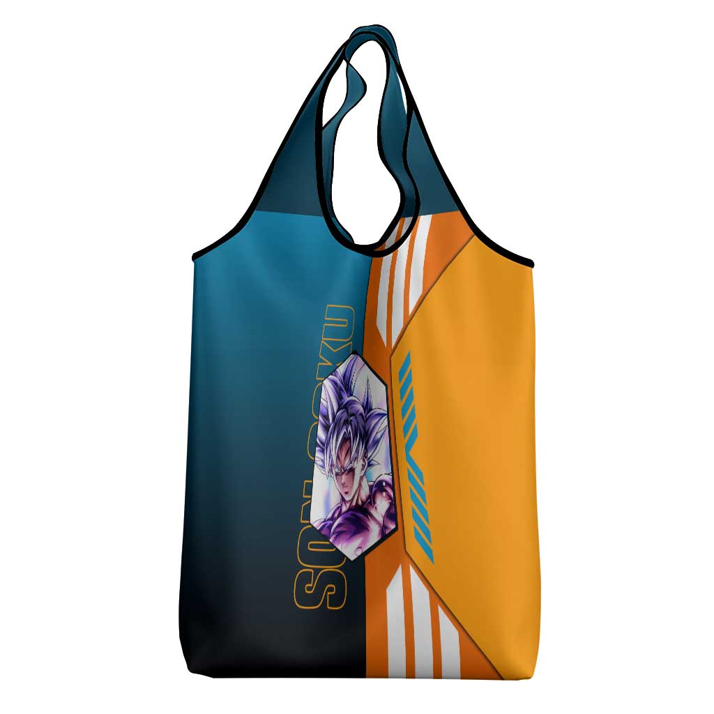 Son Goku from Dragon Ball Grocery Bag with Orange Gi, Power Pose, and Energy Effect Design - The Mazicc