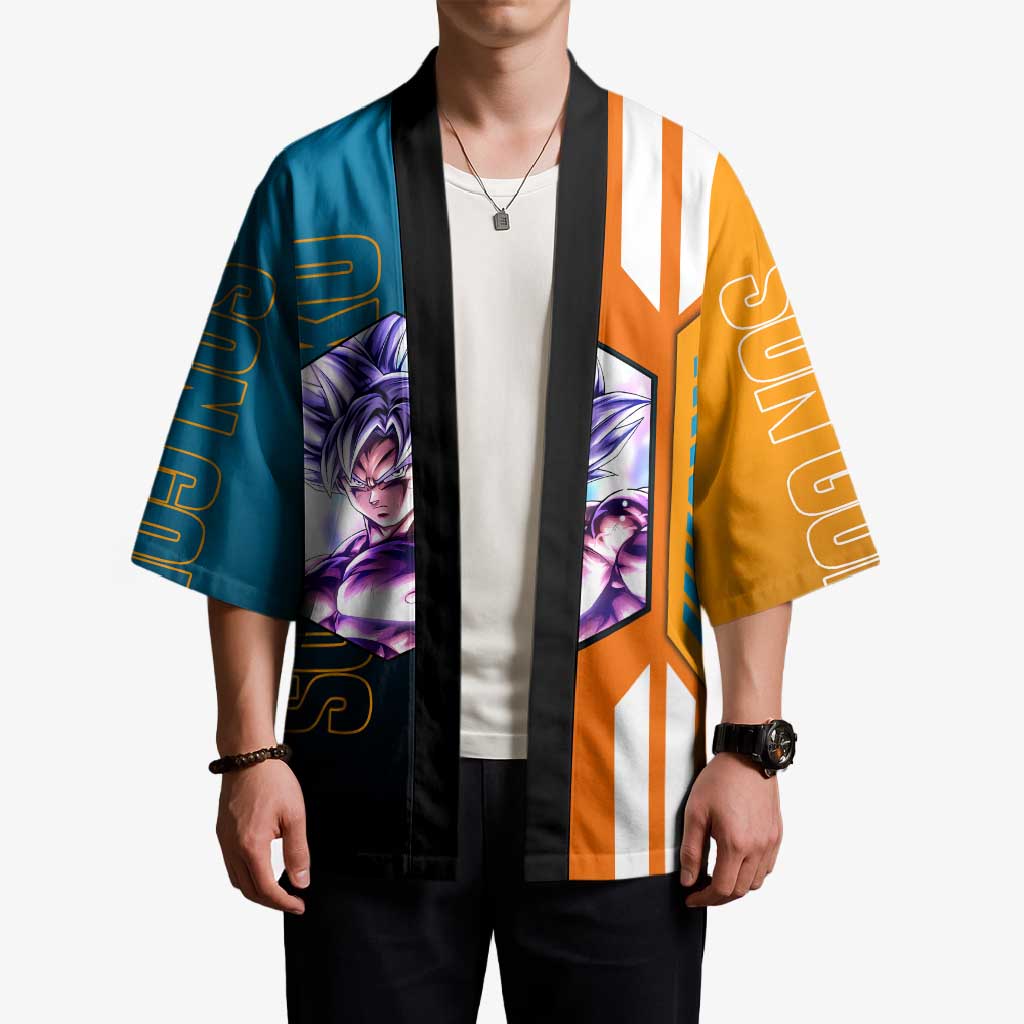 Son Goku from Dragon Ball Kimono with Orange Gi, Power Pose, and Energy Effect Design - The Mazicc