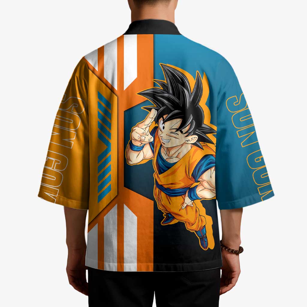 Son Goku from Dragon Ball Kimono with Orange Gi, Power Pose, and Energy Effect Design - The Mazicc