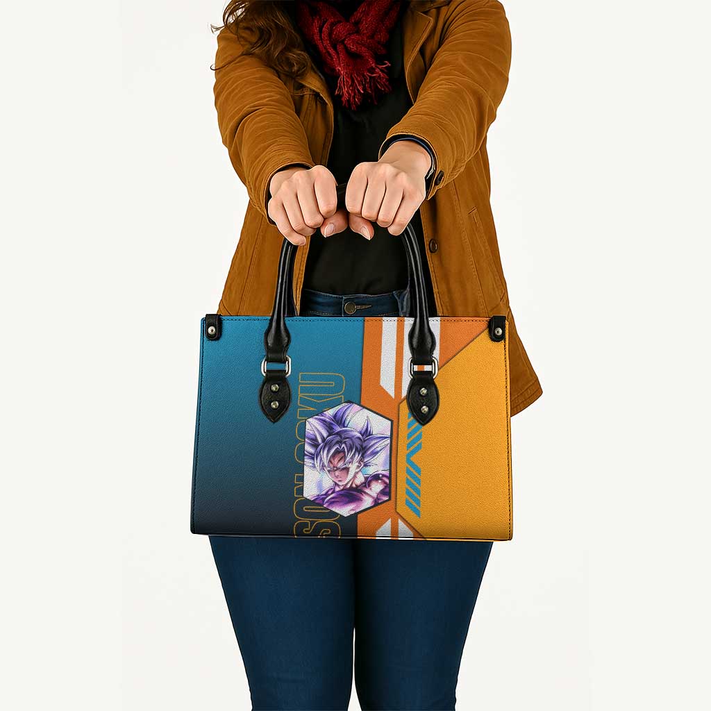 Son Goku from Dragon Ball Leather Bag with Orange Gi, Power Pose, and Energy Effect Design - The Mazicc