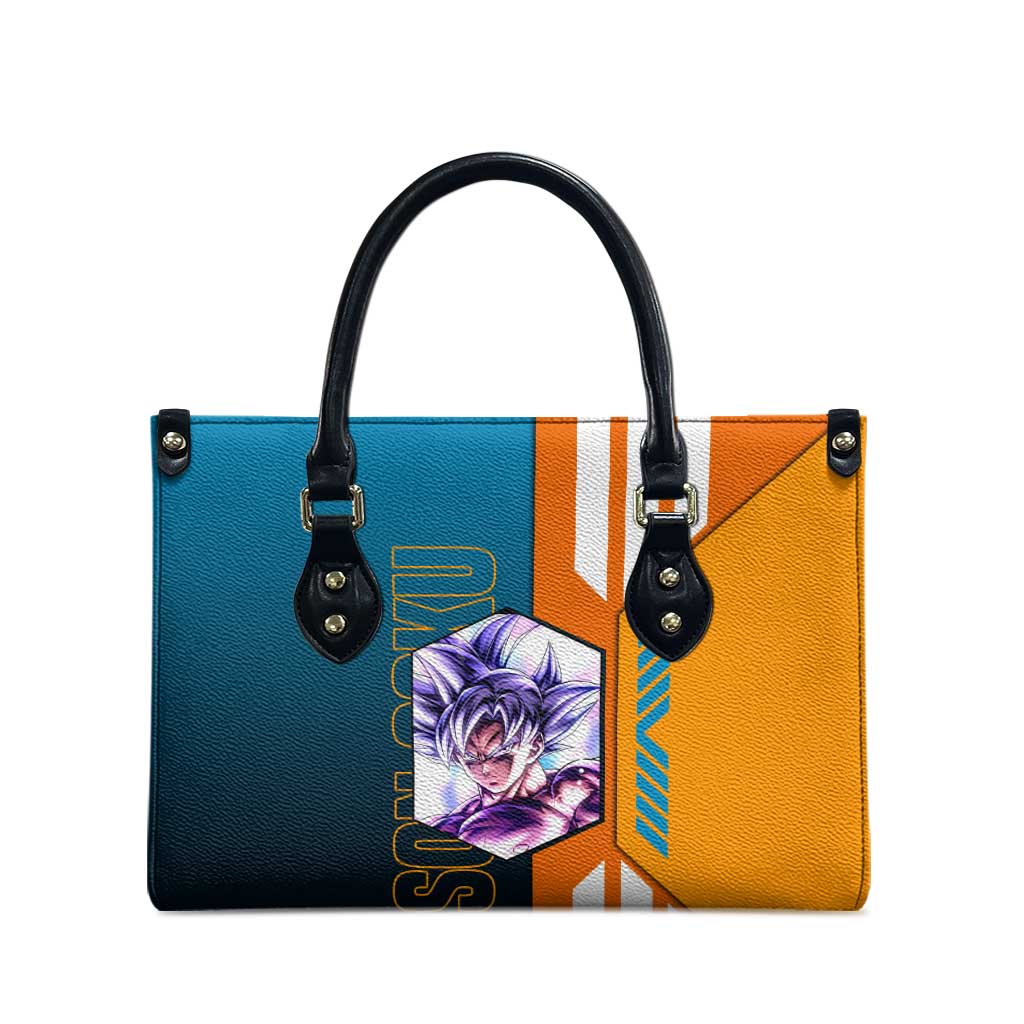 Son Goku from Dragon Ball Leather Bag with Orange Gi, Power Pose, and Energy Effect Design - The Mazicc