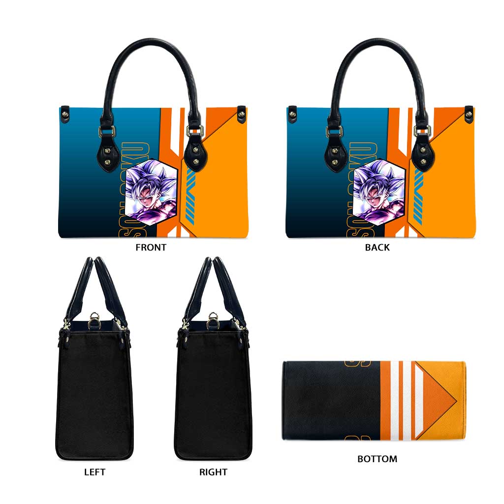 Son Goku from Dragon Ball Leather Bag with Orange Gi, Power Pose, and Energy Effect Design - The Mazicc