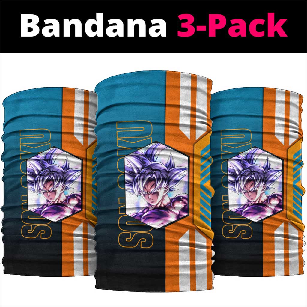 Son Goku from Dragon Ball Neck Gaiter with Orange Gi, Power Pose, and Energy Effect Design - The Mazicc