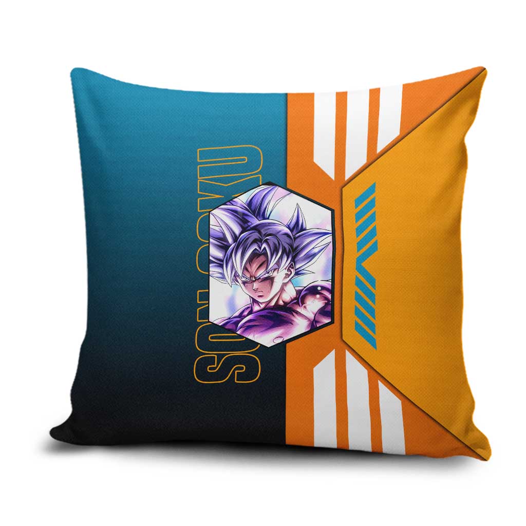 Son Goku from Dragon Ball Pillow Cover with Orange Gi, Power Pose, and Energy Effect Design - The Mazicc