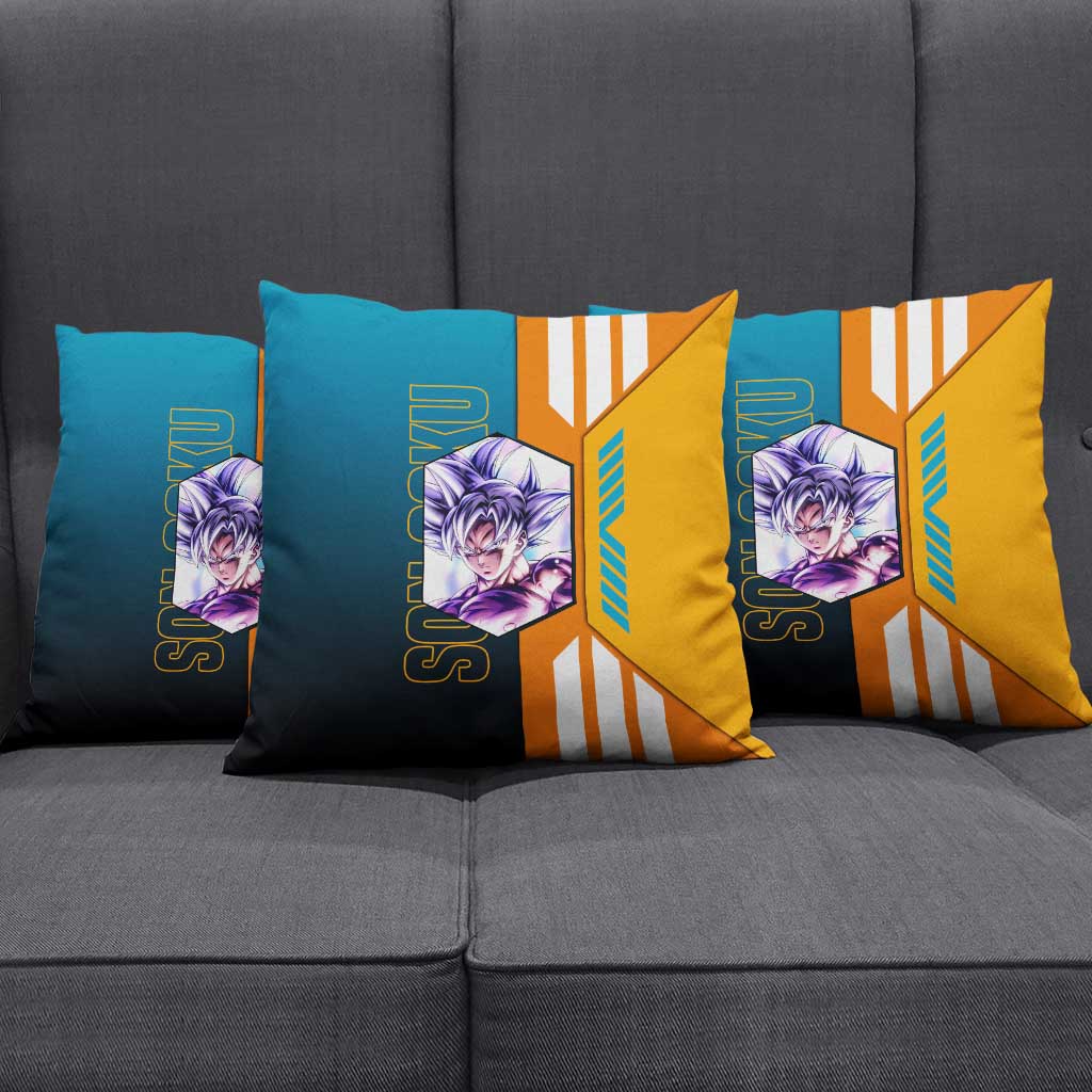 Son Goku from Dragon Ball Pillow Cover with Orange Gi, Power Pose, and Energy Effect Design - The Mazicc