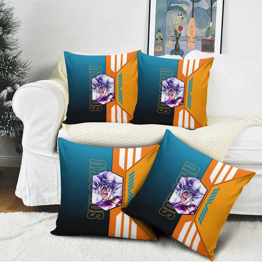 Son Goku from Dragon Ball Pillow Cover with Orange Gi, Power Pose, and Energy Effect Design - The Mazicc