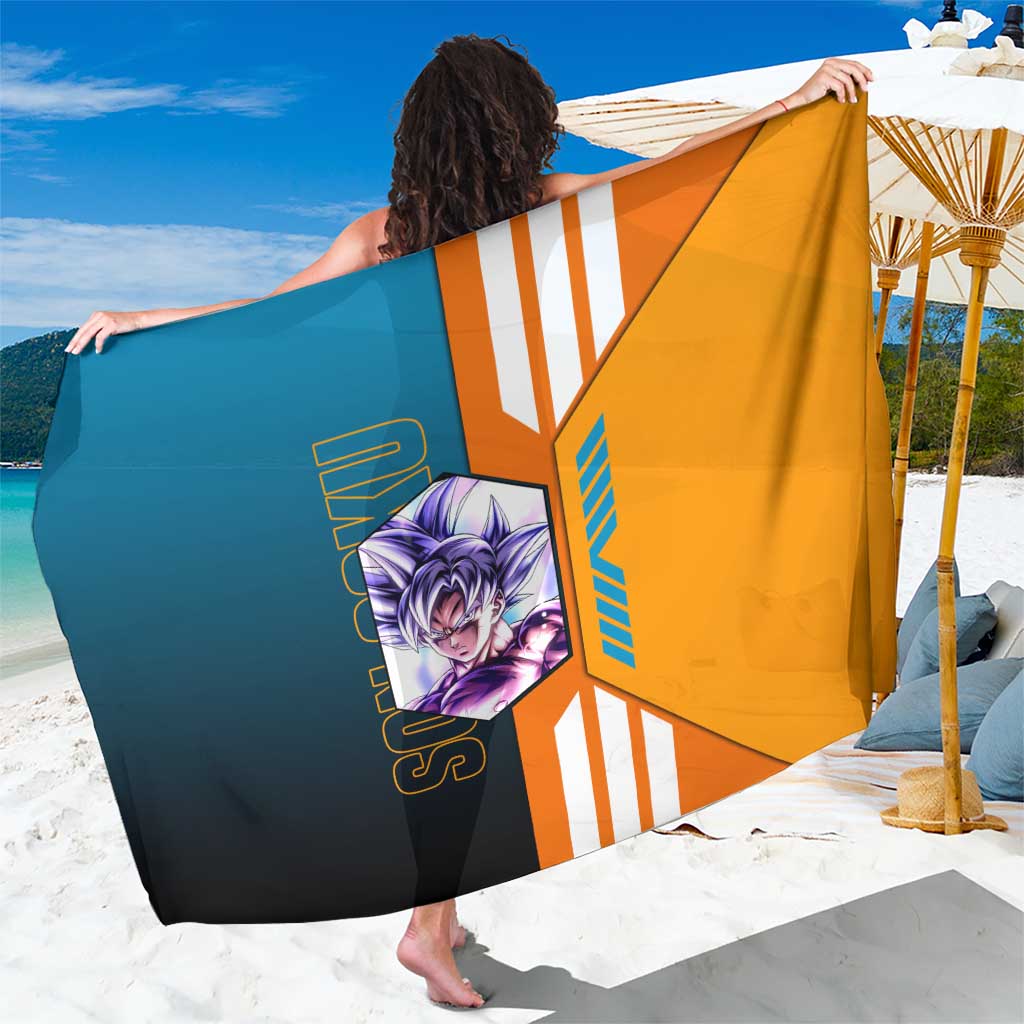 Son Goku from Dragon Ball Sarong with Orange Gi, Power Pose, and Energy Effect Design - The Mazicc