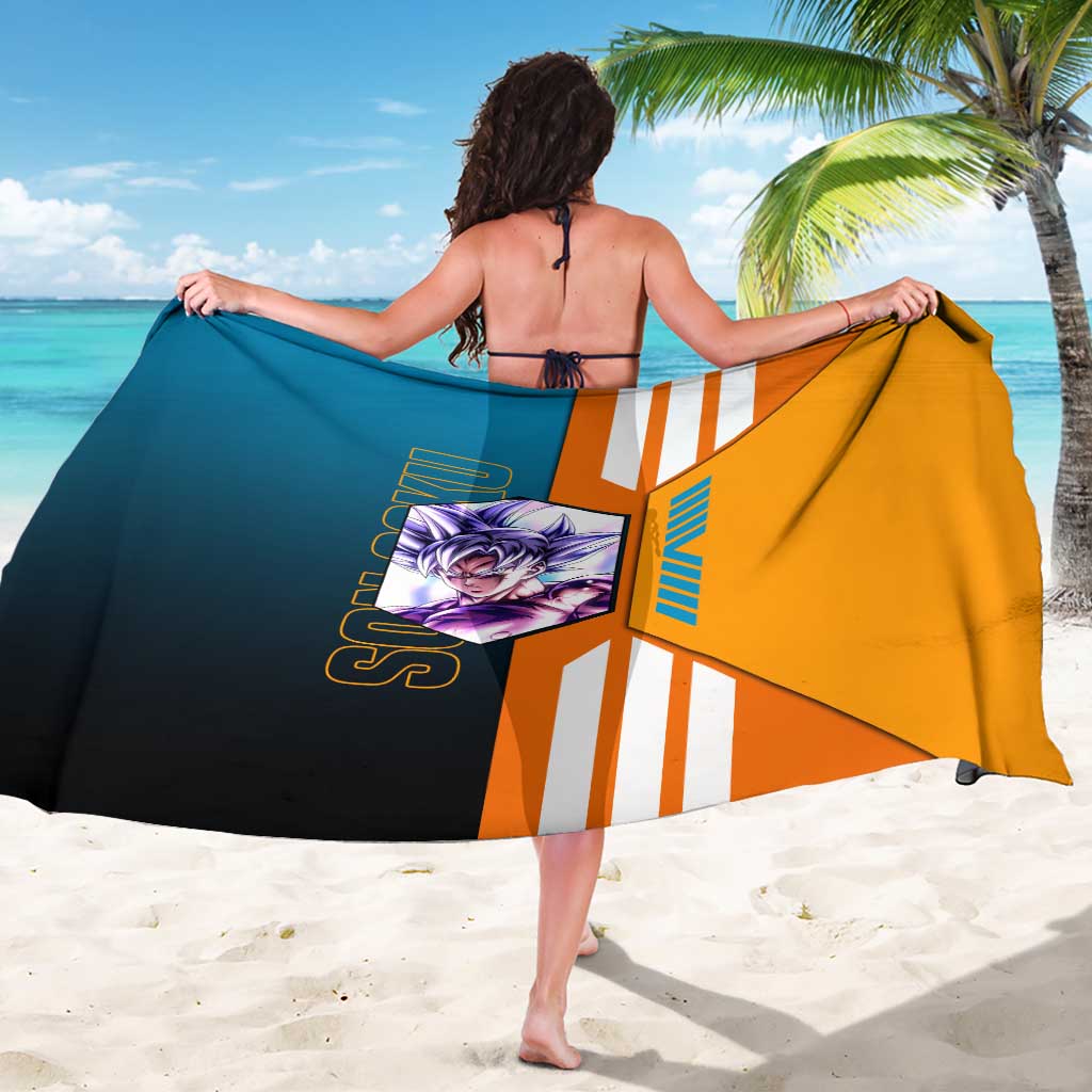 Son Goku from Dragon Ball Sarong with Orange Gi, Power Pose, and Energy Effect Design - The Mazicc