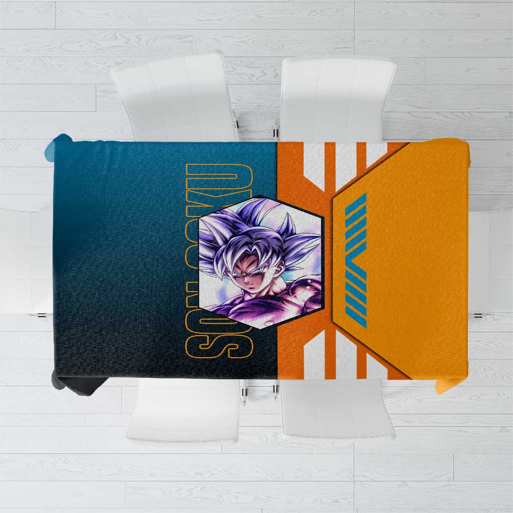 Son Goku from Dragon Ball Tablecloth with Orange Gi, Power Pose, and Energy Effect Design - The Mazicc