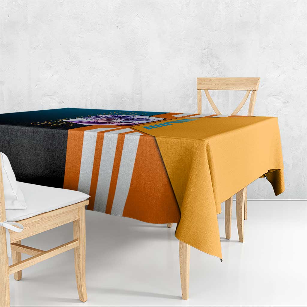 Son Goku from Dragon Ball Tablecloth with Orange Gi, Power Pose, and Energy Effect Design - The Mazicc