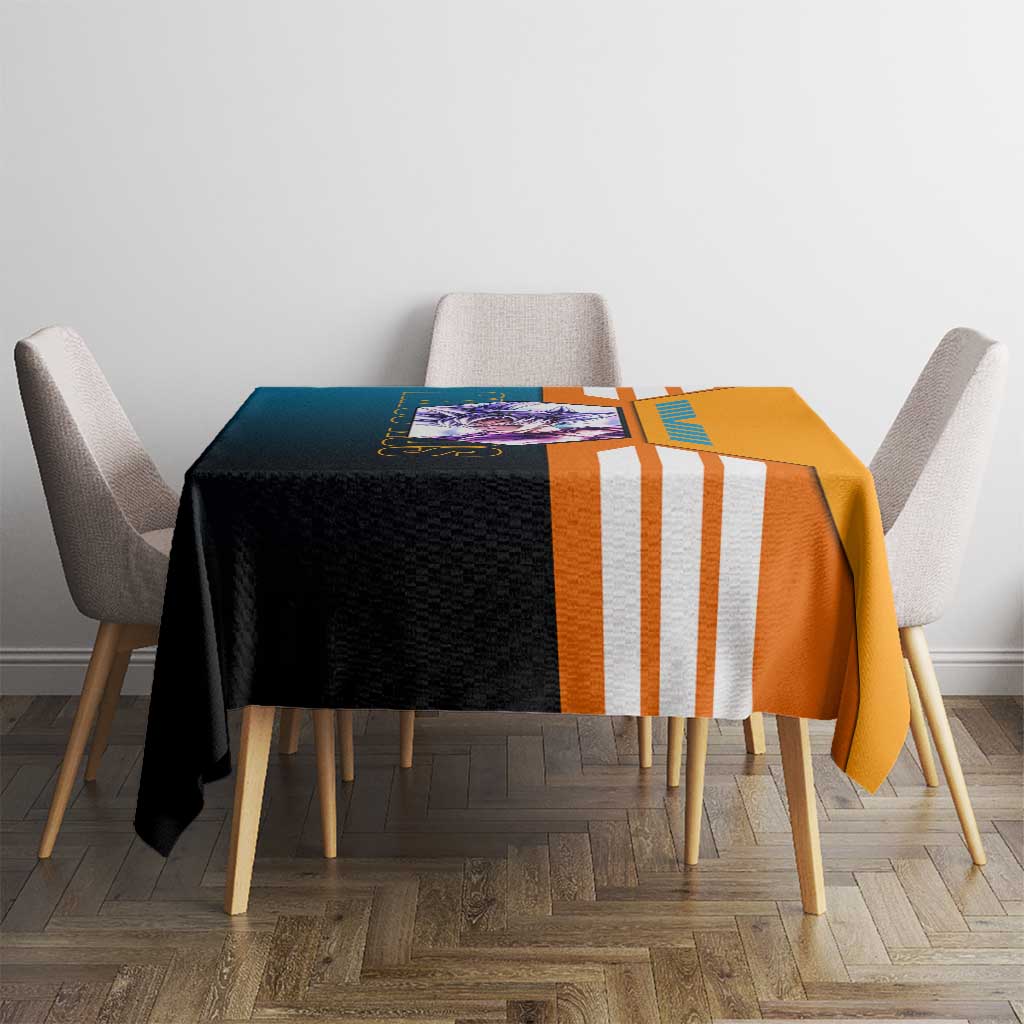 Son Goku from Dragon Ball Tablecloth with Orange Gi, Power Pose, and Energy Effect Design - The Mazicc
