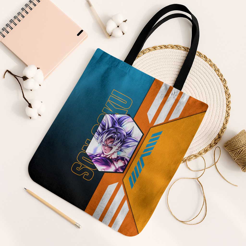 Son Goku from Dragon Ball Tote Bag with Orange Gi, Power Pose, and Energy Effect Design - The Mazicc