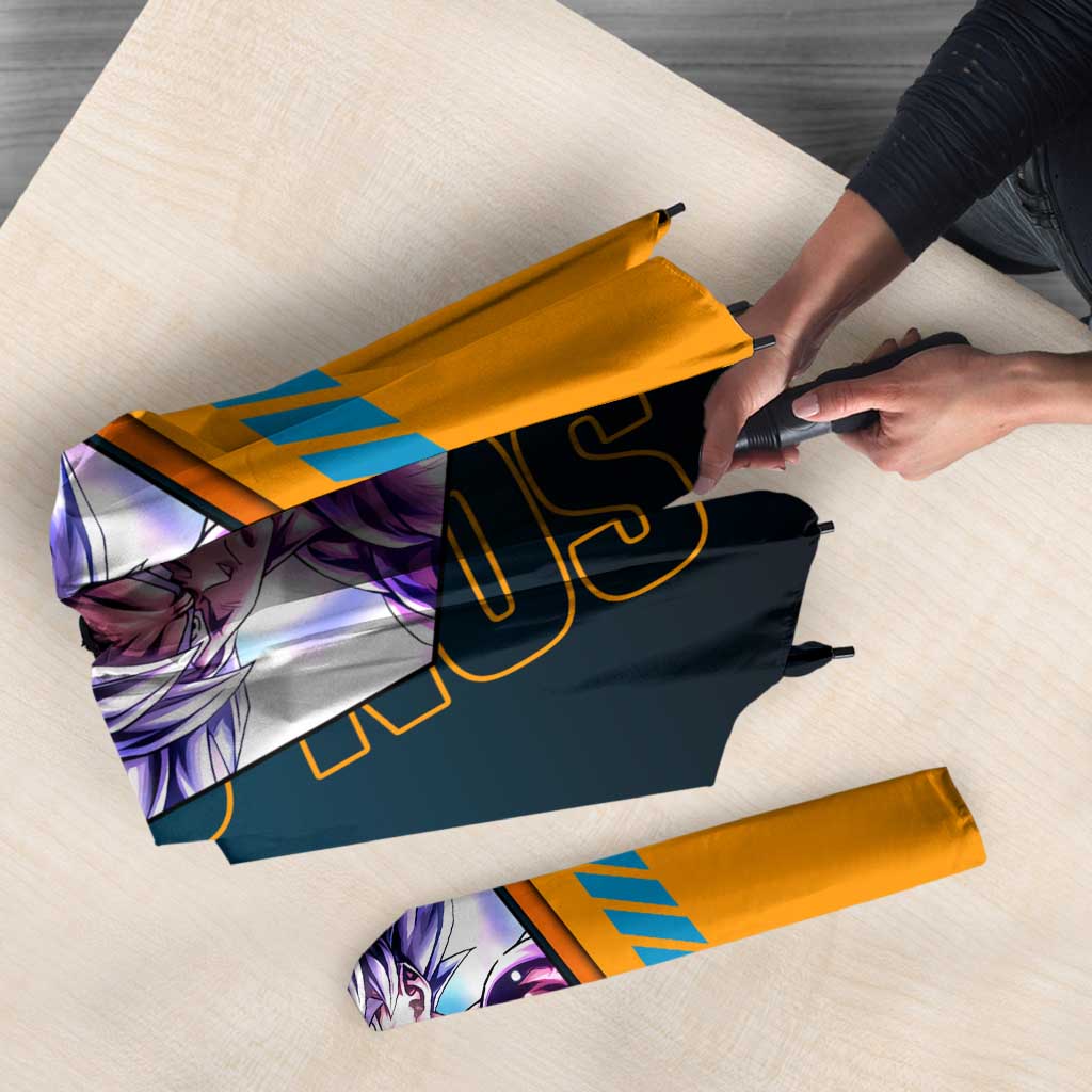 Son Goku from Dragon Ball Umbrella with Orange Gi, Power Pose, and Energy Effect Design - The Mazicc