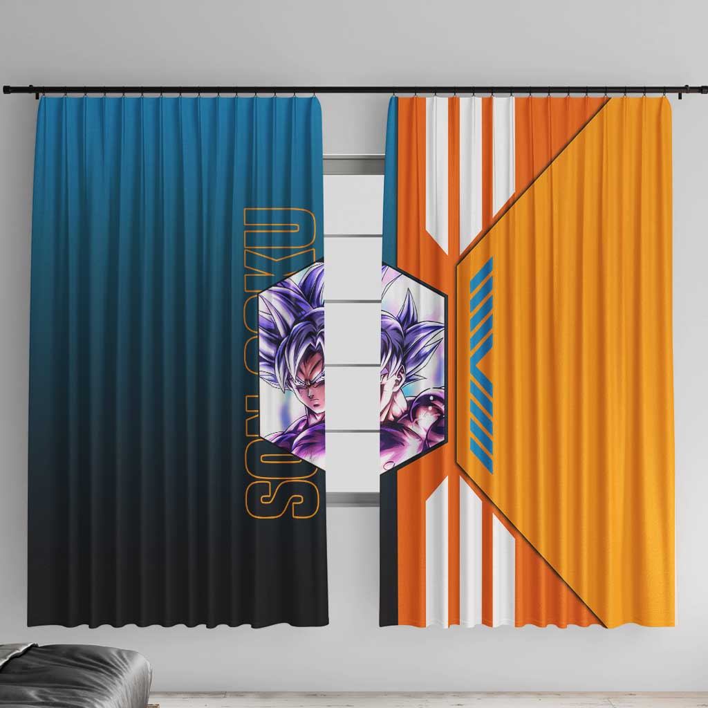 Son Goku from Dragon Ball Window Curtain with Orange Gi, Power Pose, and Energy Effect Design - The Mazicc