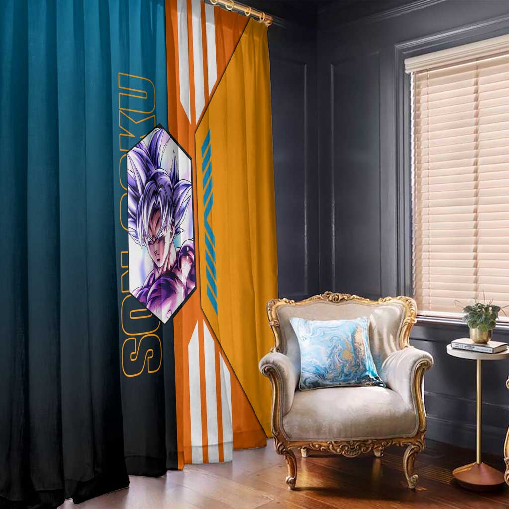 Son Goku from Dragon Ball Window Curtain with Orange Gi, Power Pose, and Energy Effect Design - The Mazicc