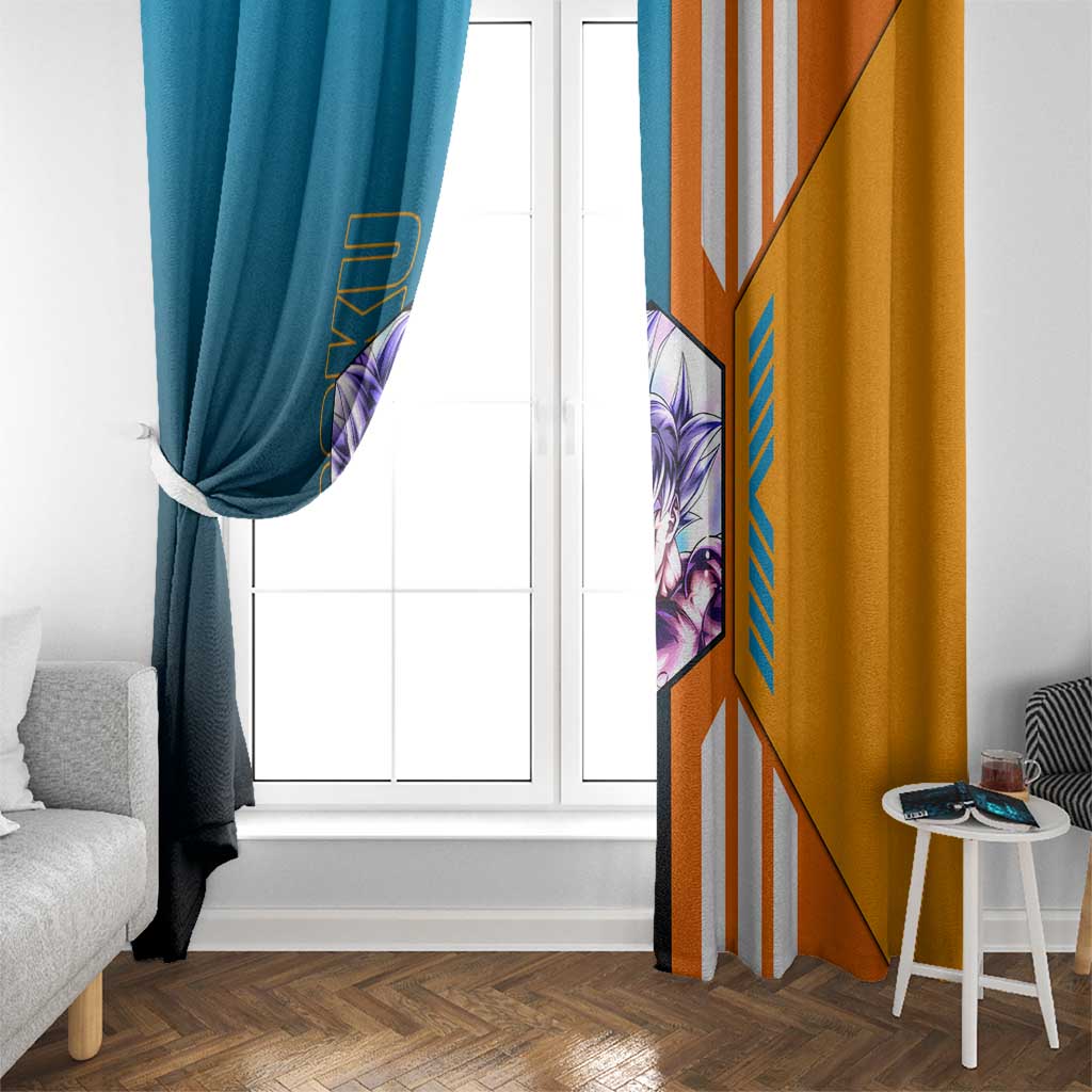 Son Goku from Dragon Ball Window Curtain with Orange Gi, Power Pose, and Energy Effect Design - The Mazicc