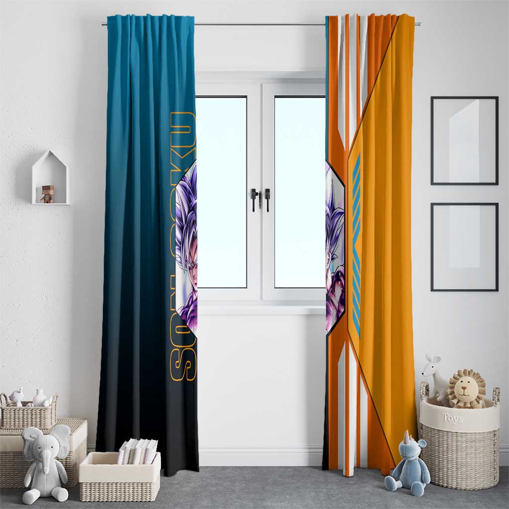 Son Goku from Dragon Ball Window Curtain with Orange Gi, Power Pose, and Energy Effect Design - The Mazicc