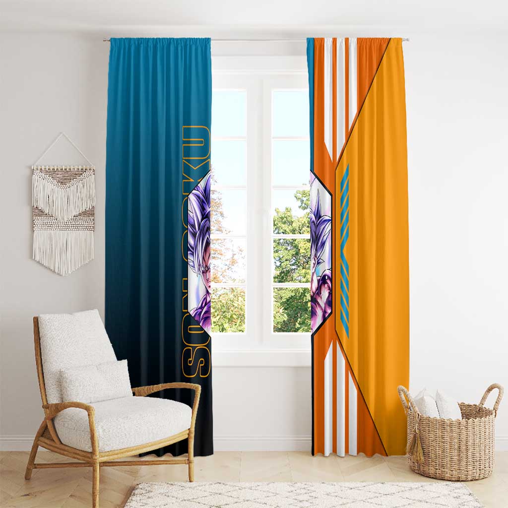 Son Goku from Dragon Ball Window Curtain with Orange Gi, Power Pose, and Energy Effect Design - The Mazicc