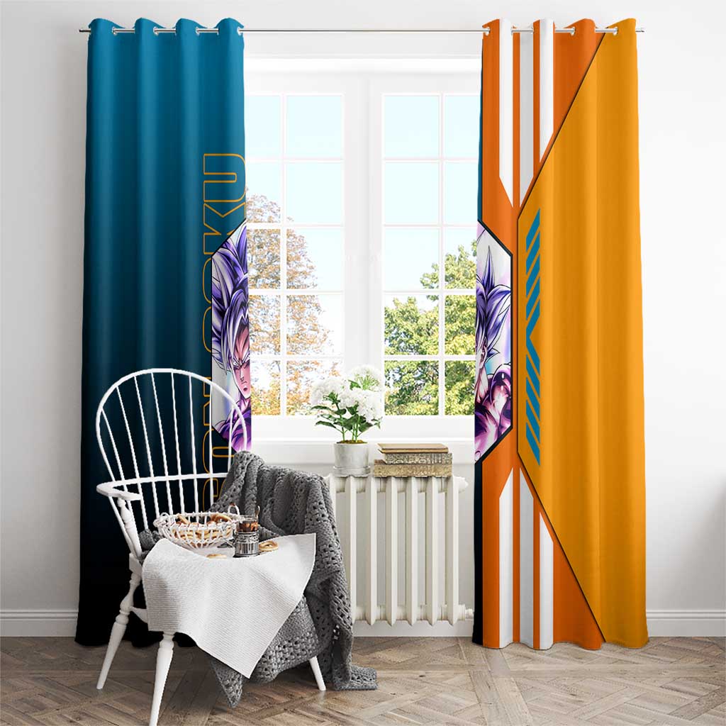 Son Goku from Dragon Ball Window Curtain with Orange Gi, Power Pose, and Energy Effect Design - The Mazicc