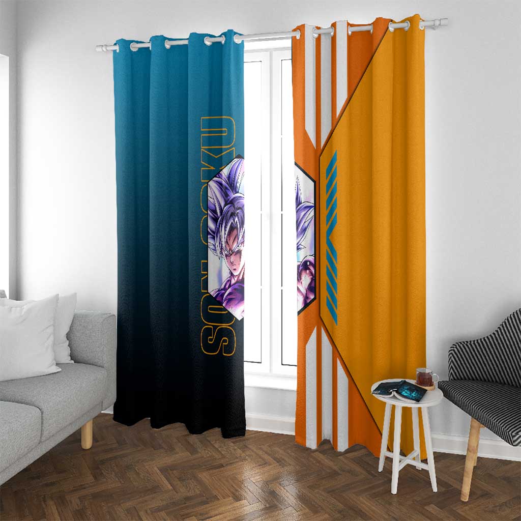 Son Goku from Dragon Ball Window Curtain with Orange Gi, Power Pose, and Energy Effect Design - The Mazicc