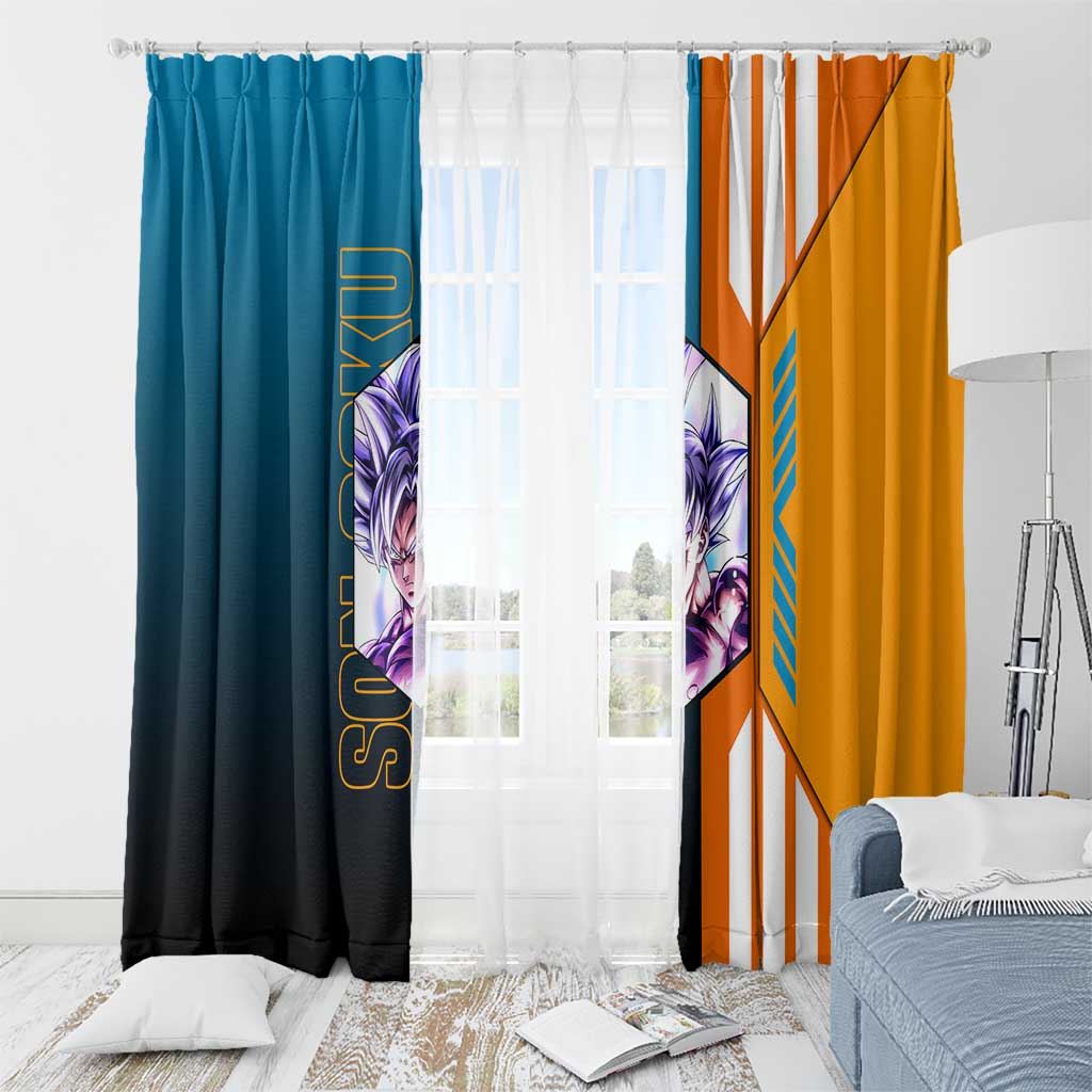 Son Goku from Dragon Ball Window Curtain with Orange Gi, Power Pose, and Energy Effect Design - The Mazicc