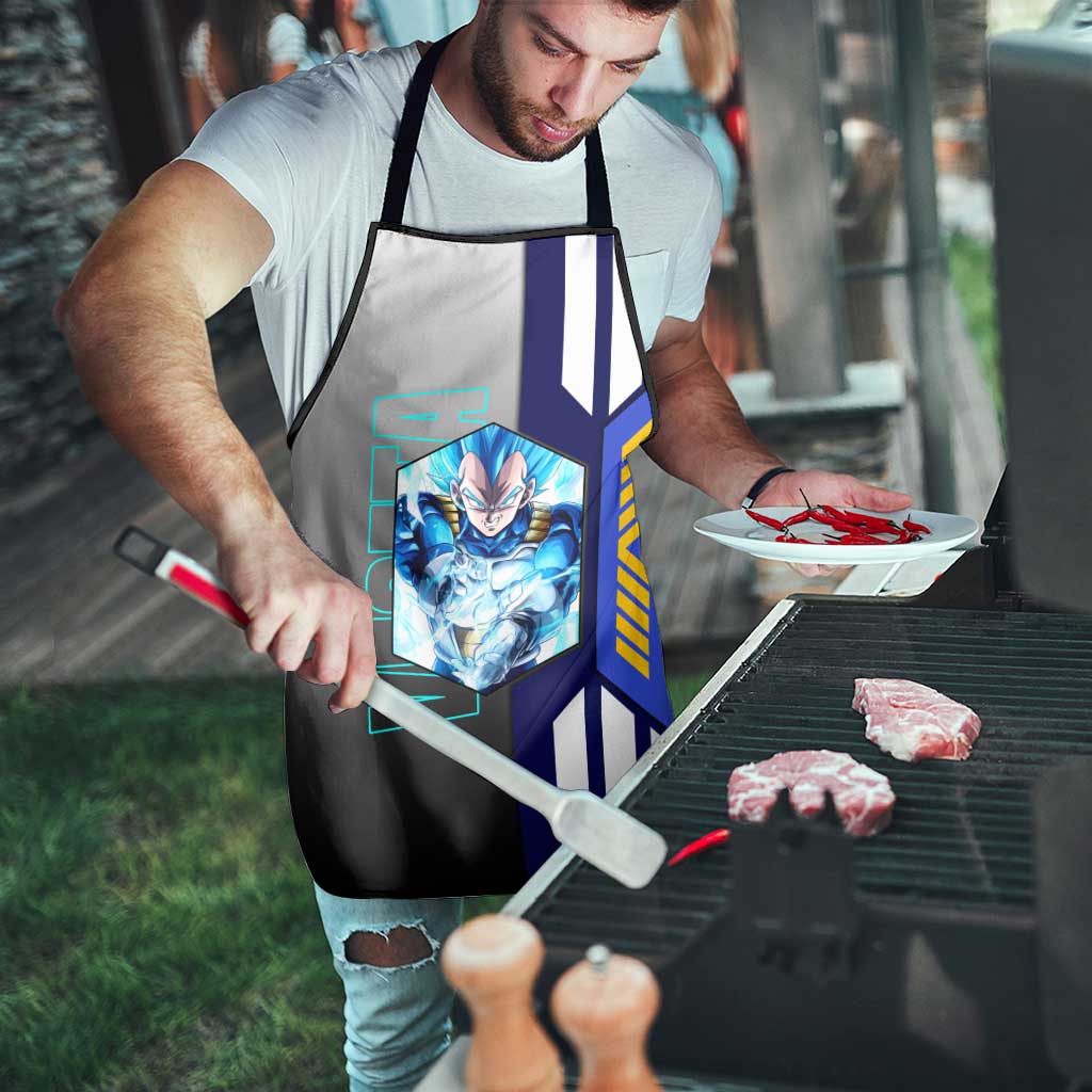 Vegeta from Dragon Ball Apron with Super Saiyan Blue Form and Action Pose Design - The Mazicc
