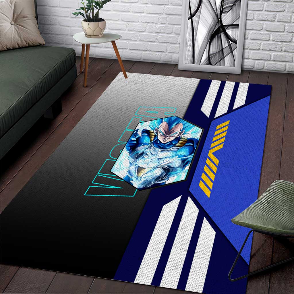 Vegeta from Dragon Ball Area Rug with Super Saiyan Blue Form and Action Pose Design - The Mazicc