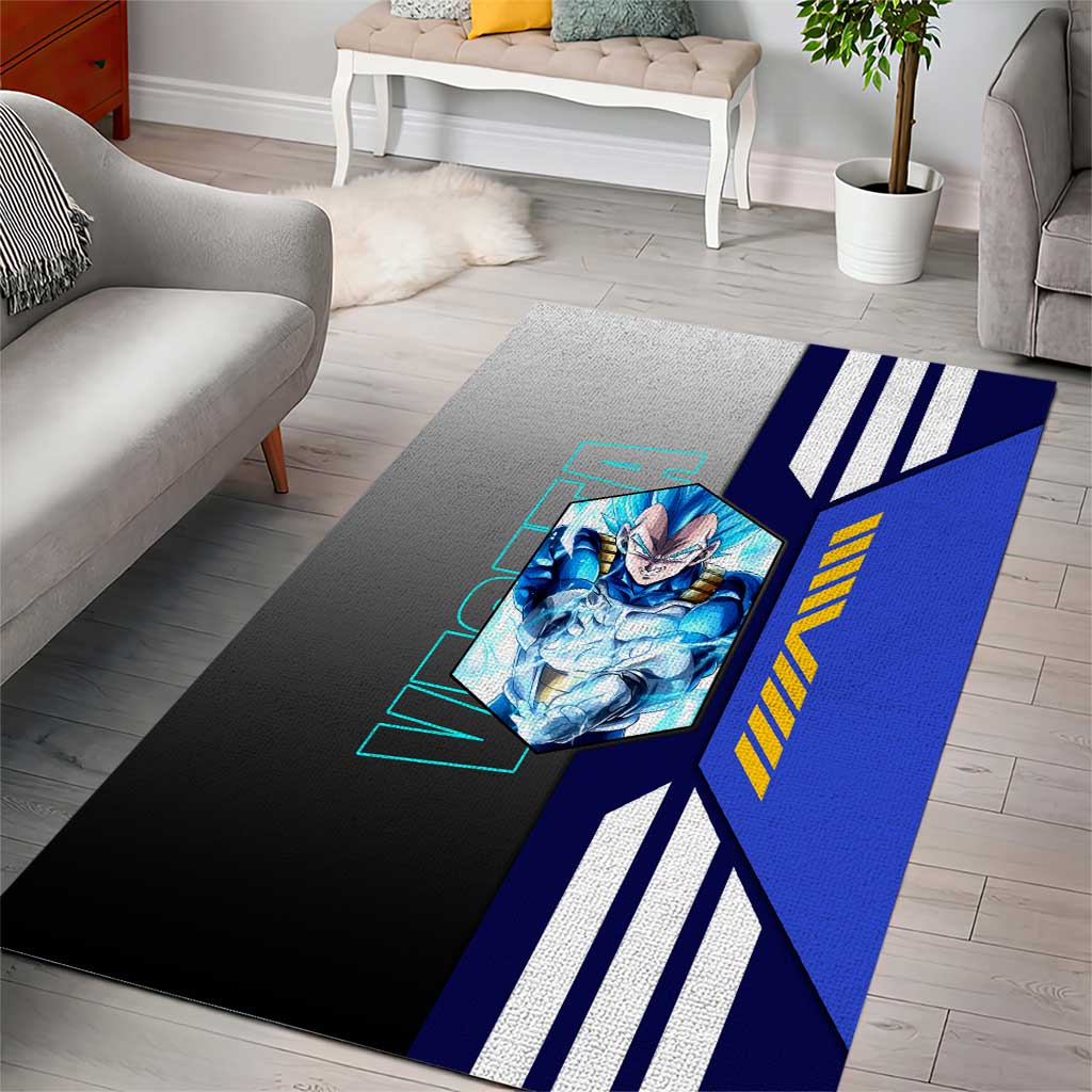 Vegeta from Dragon Ball Area Rug with Super Saiyan Blue Form and Action Pose Design - The Mazicc