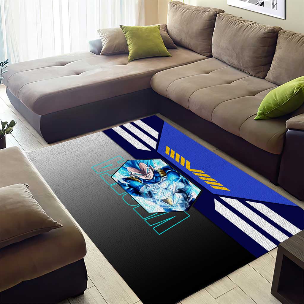 Vegeta from Dragon Ball Area Rug with Super Saiyan Blue Form and Action Pose Design - The Mazicc