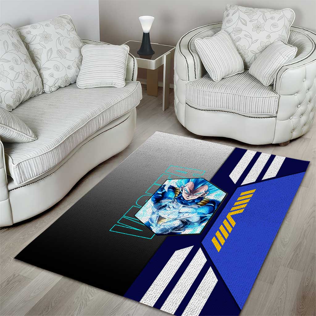 Vegeta from Dragon Ball Area Rug with Super Saiyan Blue Form and Action Pose Design - The Mazicc