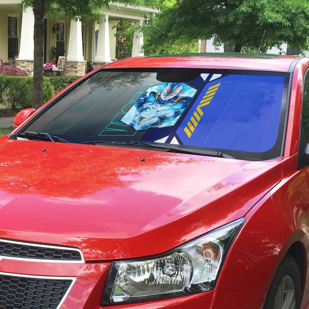 Vegeta from Dragon Ball Auto Sun Shade with Super Saiyan Blue Form and Action Pose Design - The Mazicc