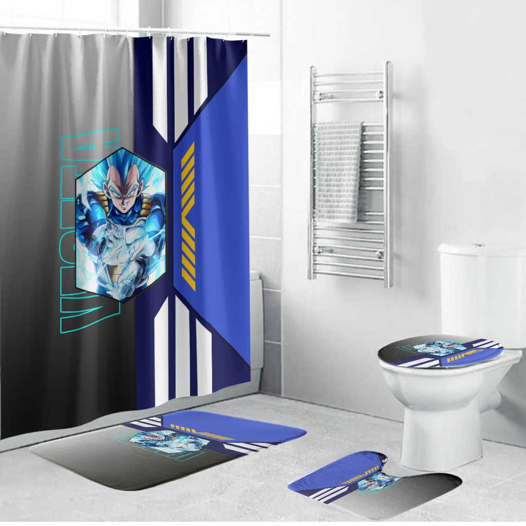 Vegeta from Dragon Ball Bathroom Set with Super Saiyan Blue Form and Action Pose Design - The Mazicc