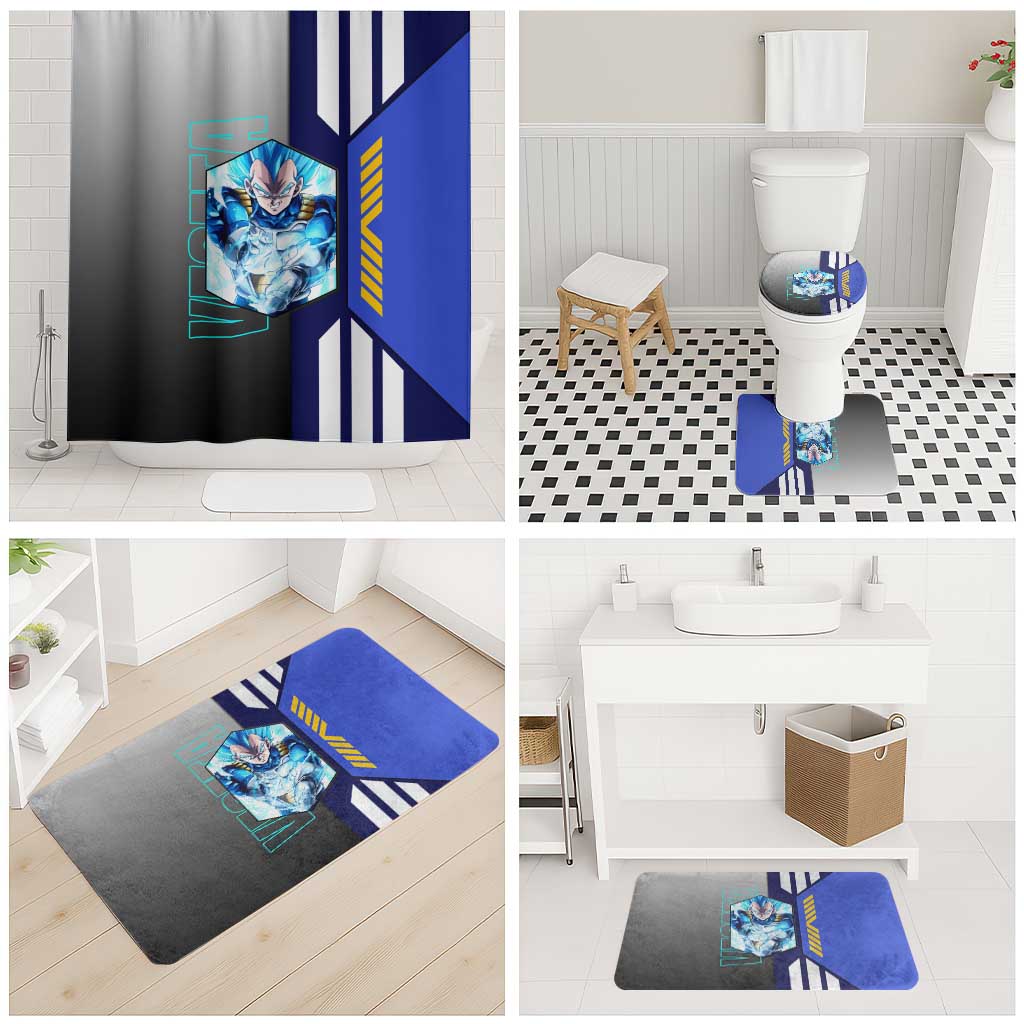 Vegeta from Dragon Ball Bathroom Set with Super Saiyan Blue Form and Action Pose Design - The Mazicc