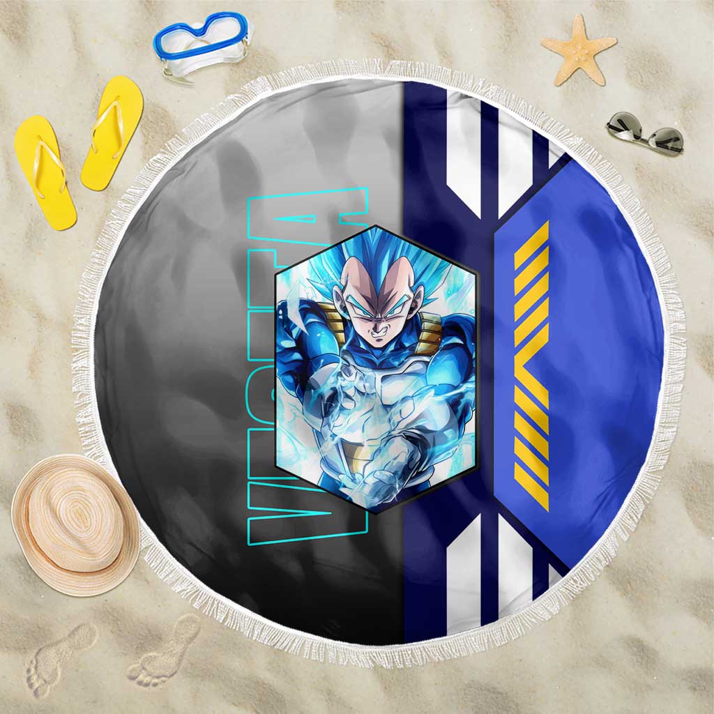 Vegeta from Dragon Ball Beach Blanket with Super Saiyan Blue Form and Action Pose Design - The Mazicc